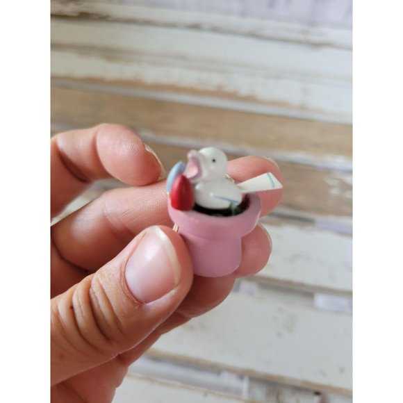 Vintage wooden bird ornament egg Easter Xmas tree - Picture 5 of 6